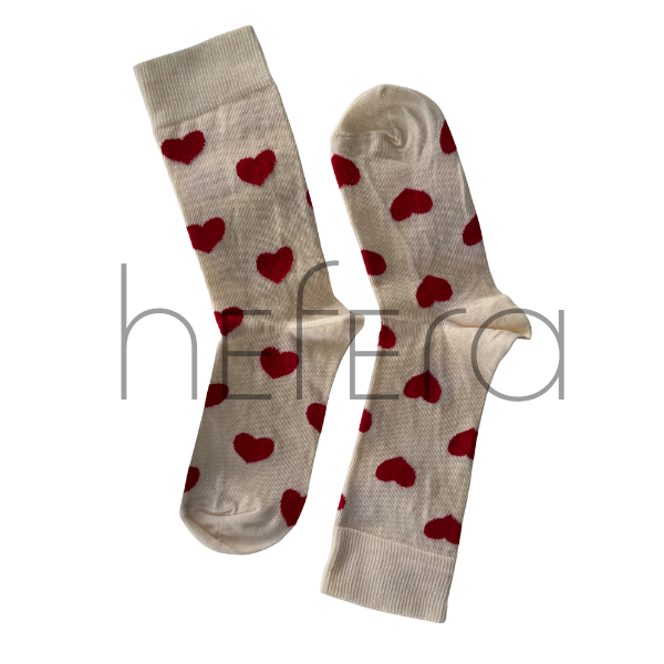 جوراب طرح قلب قرمز | هفرا