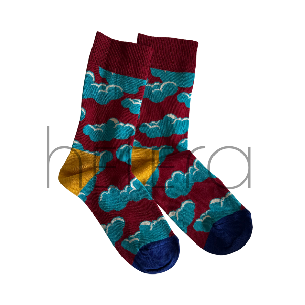 جوراب طرح ابر و آسمان زرشکی | هفرا