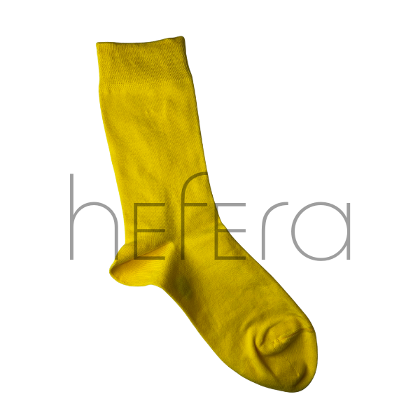 جوراب ساده لیمویی ساق بلند مردانه | هفرا