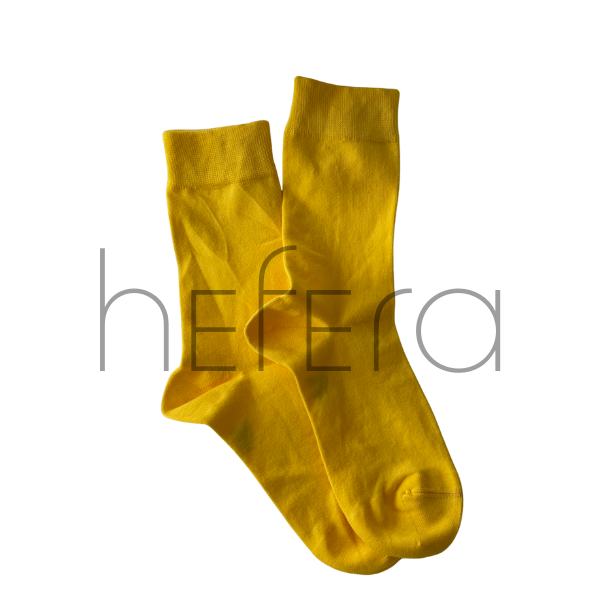 جوراب ساده لیمویی ساق بلند مردانه | هفرا