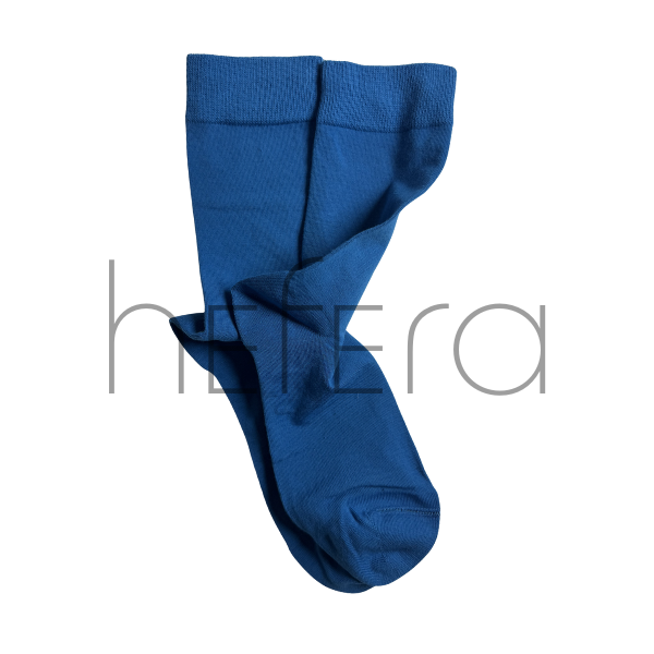 جوراب ساده آبی فضایی ساق بلند | هفرا