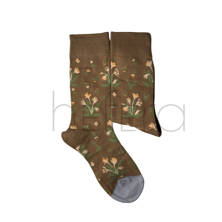 جوراب گلهای وحشی قهوهای | هفرا