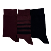 Midnight Wine | پک ۳ جفتی جوراب مردانه مشکی و زرشکی سایز 41 تا 46