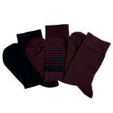 Midnight Wine | پک ۳ جفتی جوراب مردانه مشکی و زرشکی سایز 41 تا 46