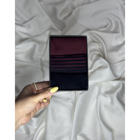 پک جوراب سه جفتی مردانه مدل Midnight Wine Midnight Wine | پک ۳ جفتی جوراب مردانه مشکی و زرشکی سایز 41 تا 46