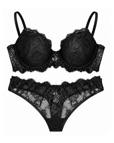 ست سوتین و شورت گیپور زنانه مینیما مدل Midnight Lace