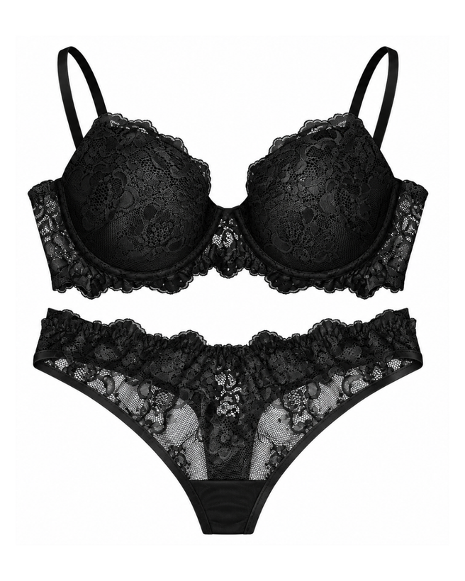 ست سوتین و شورت گیپور زنانه مینیما مدل Midnight Lace