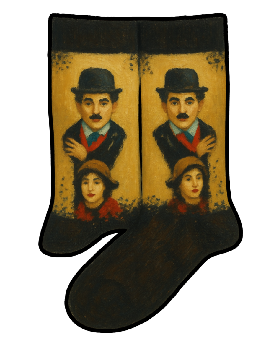 جوراب مردانه فانتزی ساق بلند هفرا مدل Charlie Chaplin