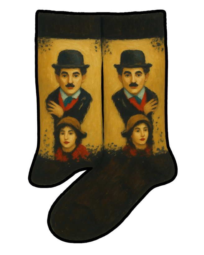 جوراب مردانه فانتزی ساق بلند هفرا مدل Charlie Chaplin